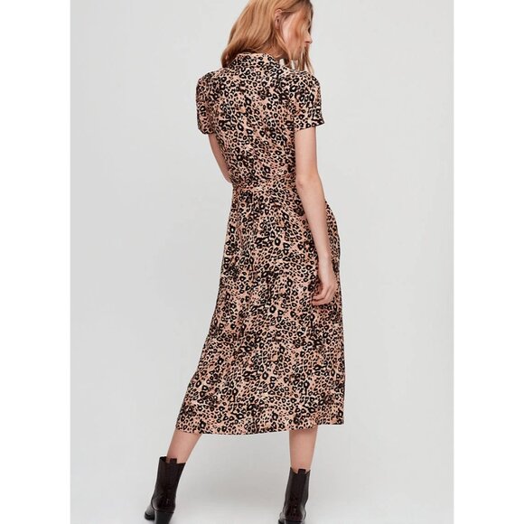Wilfred Women Leopard Button-Front Midi Shirt Dress With Belt Viscose-Rayon XS - Picture 14 of 14